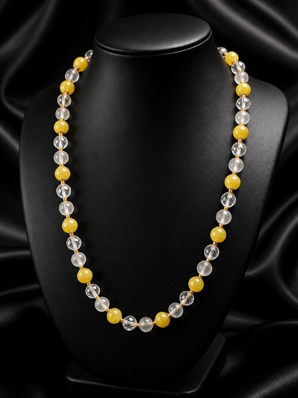 Yellow and Frosted Bead Necklace - Women Jewelry